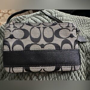 Coach black and gray wristlet
